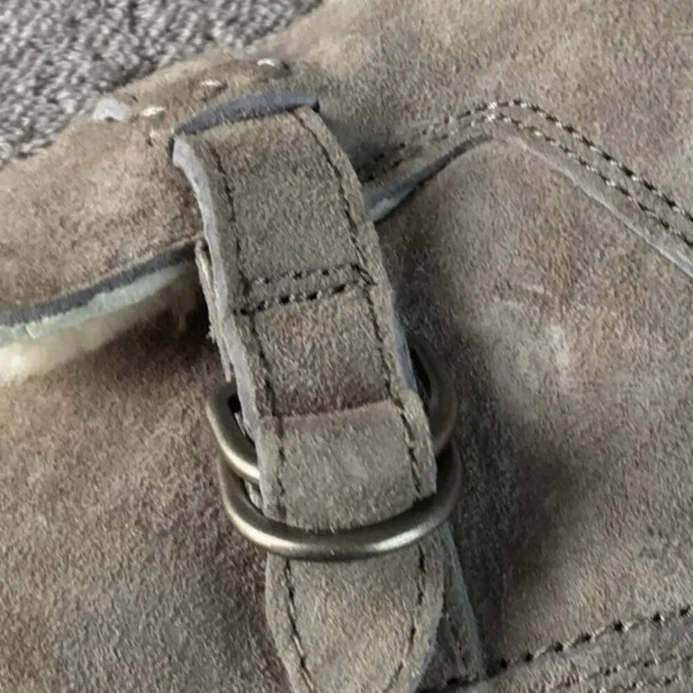 OluKai Ola Hou Shearling‎ Fur Gray Suede Ankle Boot Women’s Size 7